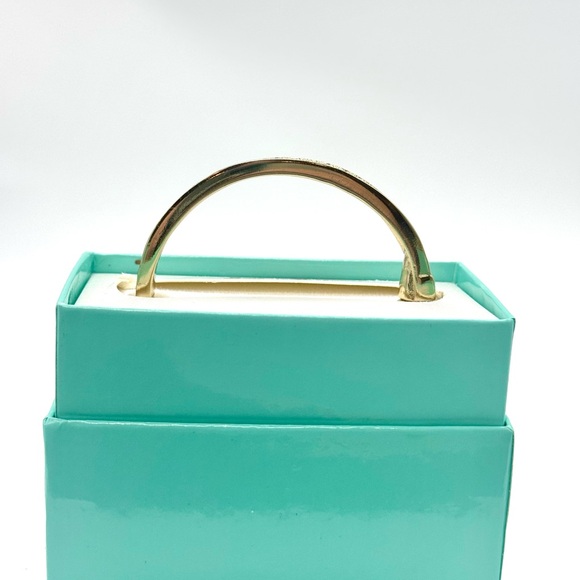 Gold Tone Pave Crystal Hinged Bangle Bracelet Made with Swarovski Crystals - Picture 8 of 11